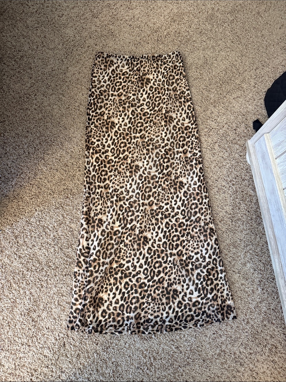 Wayf Leopard Print Maxi Skirt - Brown and Black